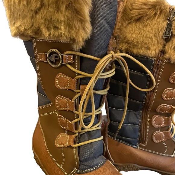 NWOT Pajar Canada waterproof leather textile faux fur sherpa lined boots 8 8.5 - Picture 3 of 14